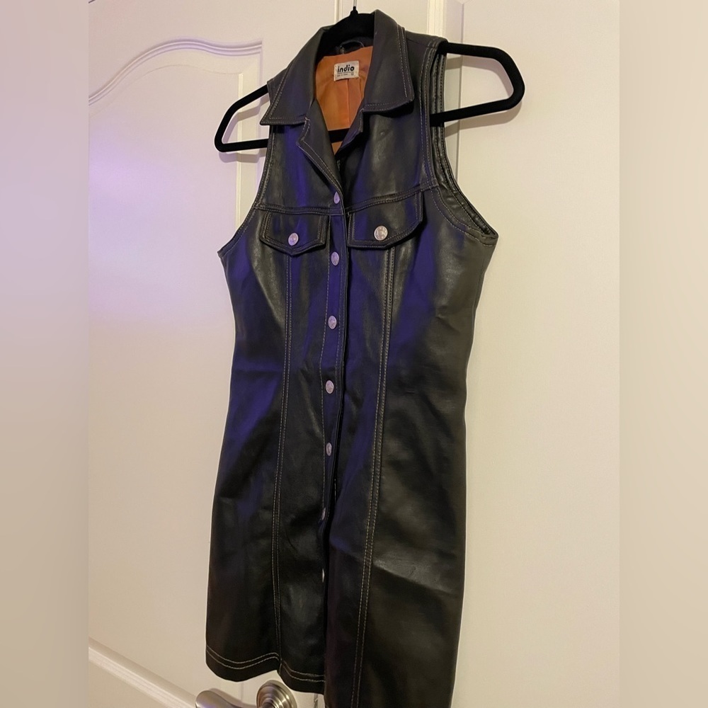 INDIO PIONEER TRADING CO Vintage Faux Leather Mini Dress - Picture 3 of 11